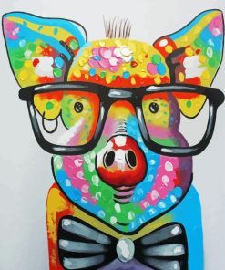 Pig With Glasses And Bow Tie paint by numbers