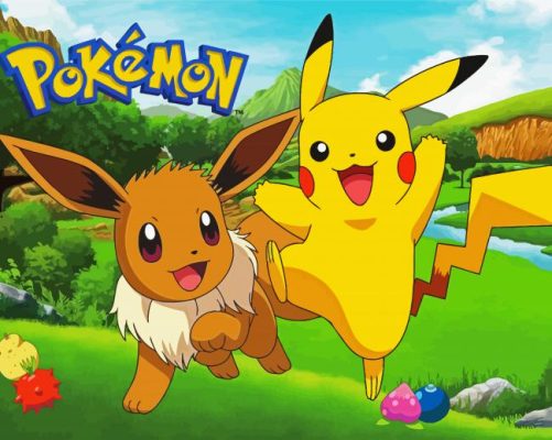 Pikachu And Eevee paint by numbers
