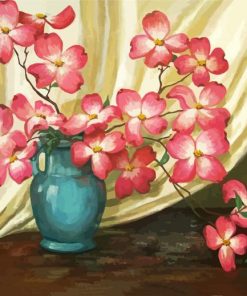 Pink Dogwood Vase paint by numbers