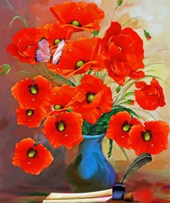 Coquelicot Poppies Vase paint by numbers