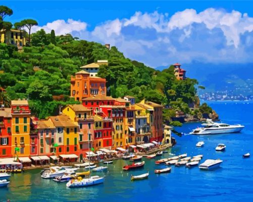 Portofino Harbor paint by numbers