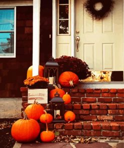 Pumpkins In Front Of Door paint by numbers