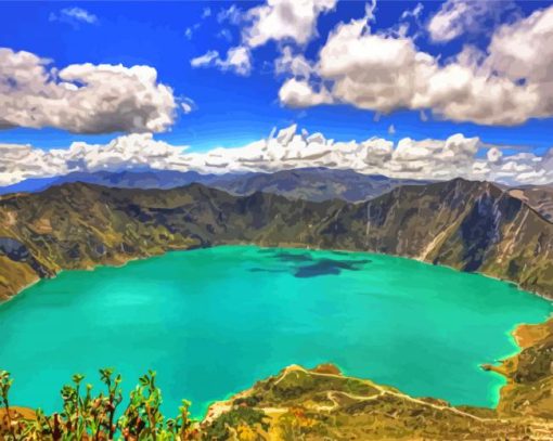 Aesthetic Quilotoa Lake paint by numbers