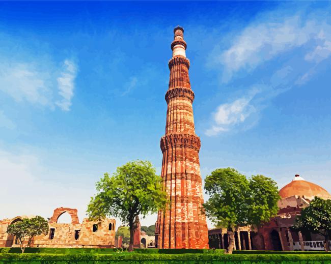 Qutab Minar New Delhi paint by numbers