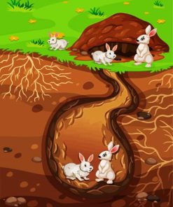 Rabbits In Burrow paint by numbers