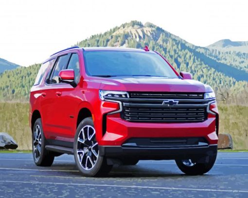 Luxury Red Chevrolet Tahoe paint by numbers