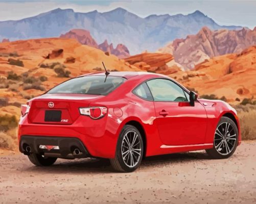 Cool Red Toyota Car paint by numbers