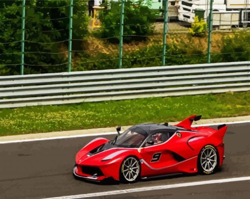 Red Ferrari Race paint by numbers