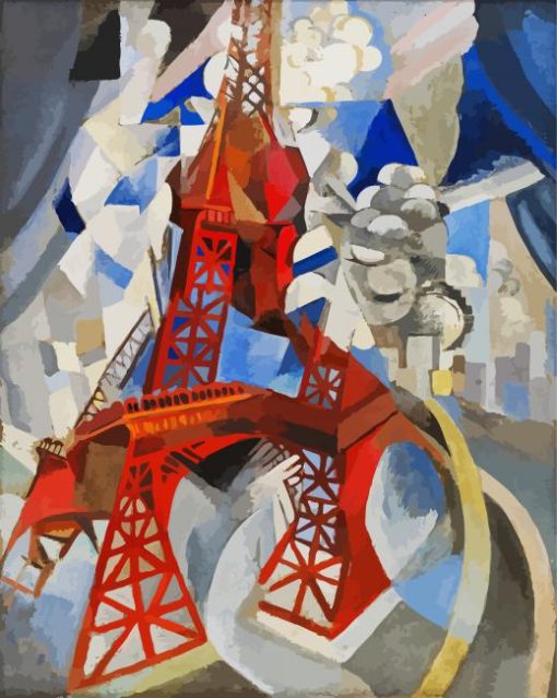 Red Eiffel Tower paint by numbers