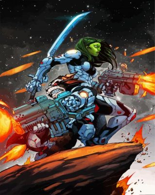Rocket And Gamora paint by numbers