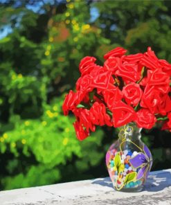 Roses Bouquet In Vase paint by numbers