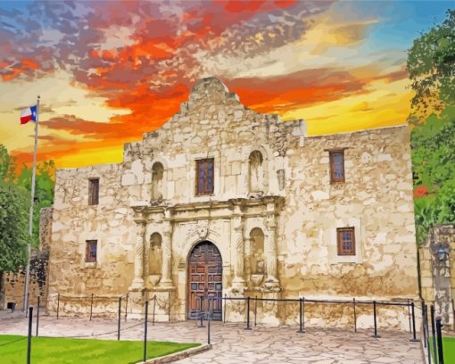 San Antonio The Alamo paint by numbers