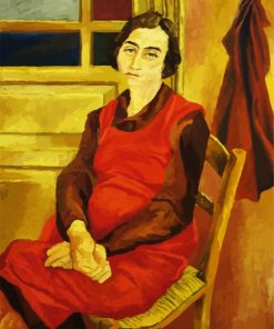 Seated Girl With Red Apron paint by numbers