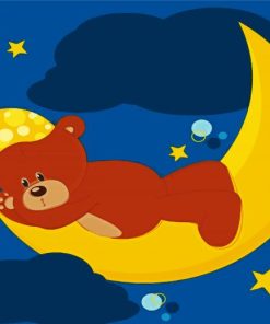 Teddy Bear Sleeping On Moon paint by numbers