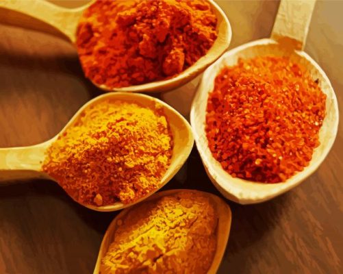 Spices On Wooden Spoons paint by numbers
