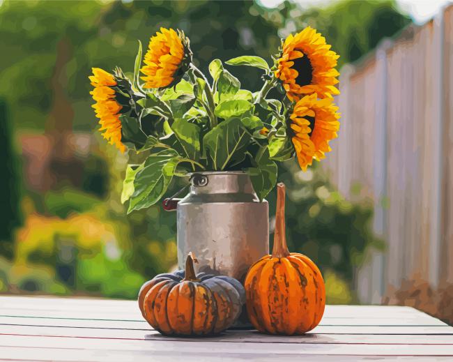Sunflowers And Pumpkins paint by numbers