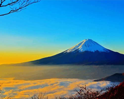 Sunrise At Mount Fuji paint by numbers