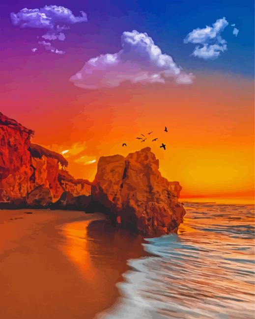 Malibu Beach At Sunset paint by numbers