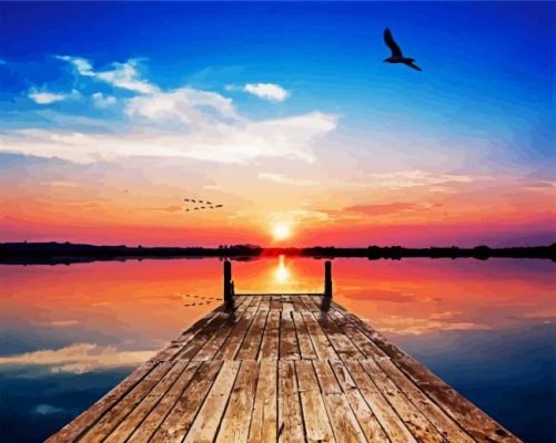 Aesthetic Sunset At The Dock paint by numbers