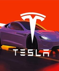 Purple Tesla Car Illustration paint by numbers