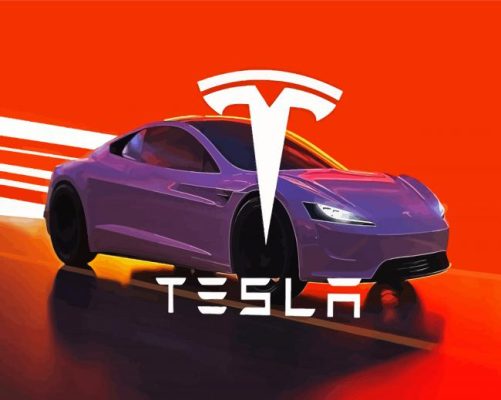 Purple Tesla Car Illustration paint by numbers
