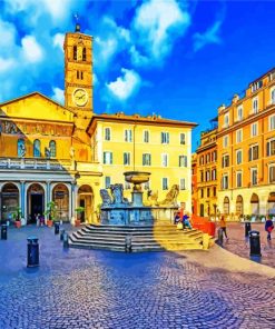 Trastevere Fountain paint by numbers