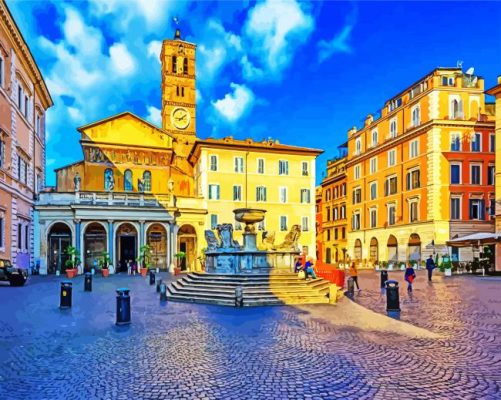 Trastevere Fountain paint by numbers