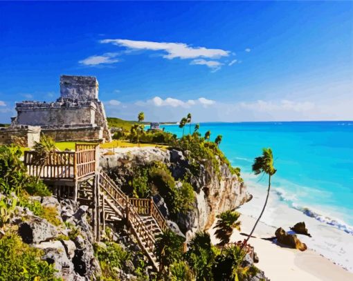 Tropical Cancun Seascape paint by numbers