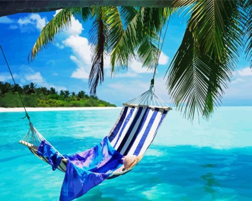 Tropical Island Hammock paint by numbers