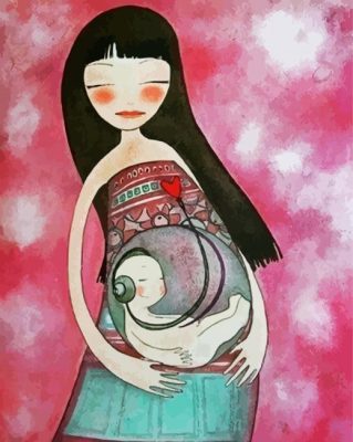 Unborn Baby Listening To Music paint by numbers