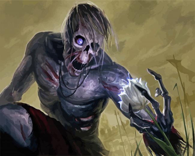 Scary Undead Skull paint by numbers