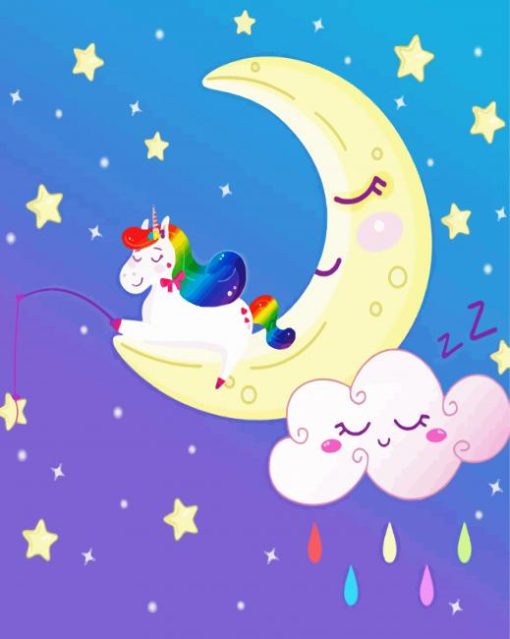 Unicorn On Moon paint by numbers