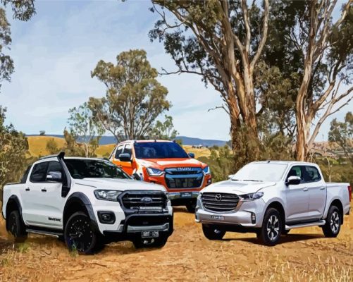 Utes Cars Engines paint by numbers