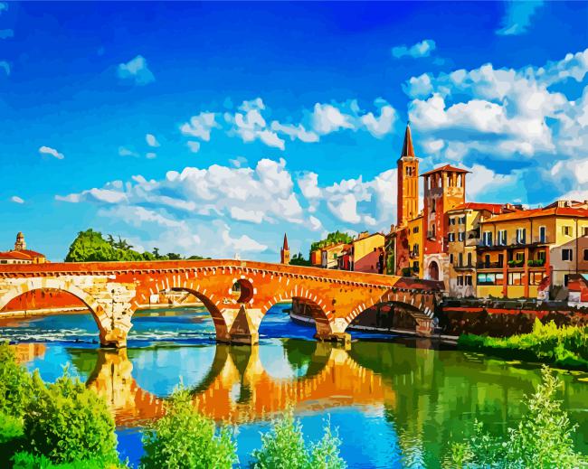 Aesthetic Bridge In Verona paint by numbers