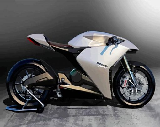 White Ducati Motorcycle paint by numbers
