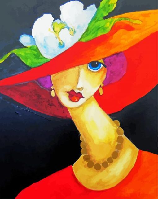 Woman With Sunhat Art paint by numbers