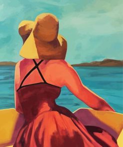 Woman With Sunhat In Boat paint by numbers