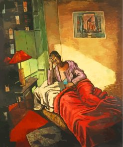 Woman Reading In Bed paint by numbers