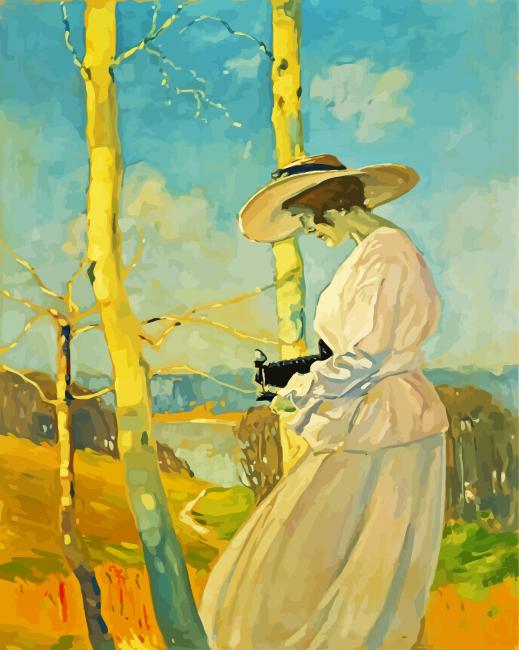 Woman With Camera Art paint by numbers