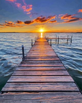 Beautiful Wooden Sea Dock paint by numbers