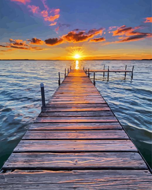 Beautiful Wooden Sea Dock paint by numbers