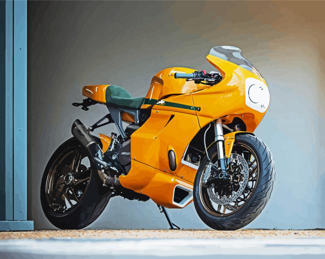 Yellow Ducati Motor paint by numbers