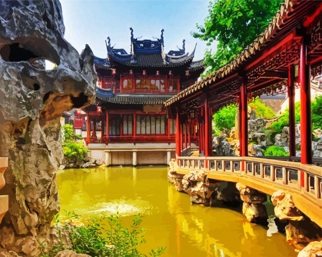 Aesthetic Yu Garden Shanghai paint by numbers