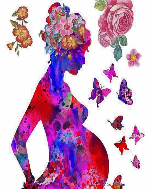 Abstract Colorful Pregnant Woman paint by numbers