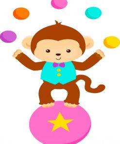 Adorable Circus Monkey paint by numbers