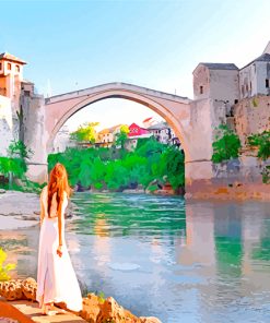 Aesthetic Mostar Bridge paint by numbers