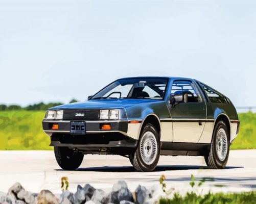 Aesthetic Delorean Car paint by numbers