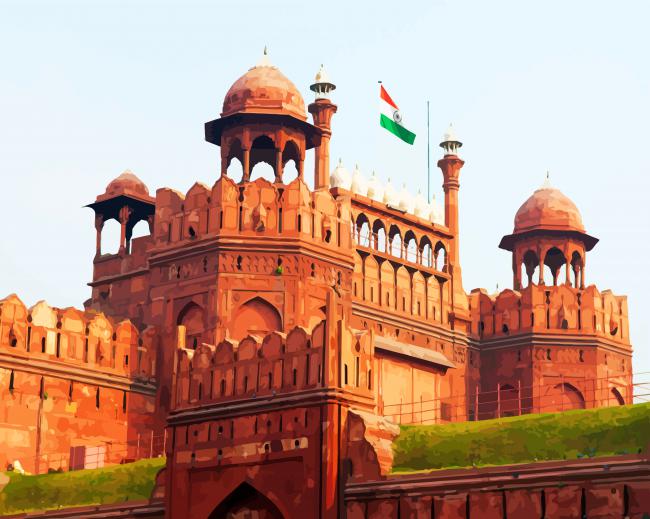 Aesthetic Red Fort paint by numbers