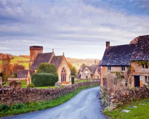 Aesthetics Cotswolds Houses paint by numbers