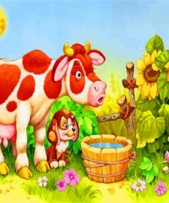 Cow And Dog Animals paint by numbers